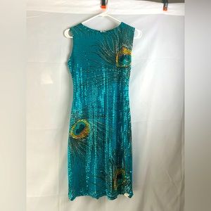 Handmade Fancy By Francesca Watson one of a kind peacock turquoise dress 8/10 ML